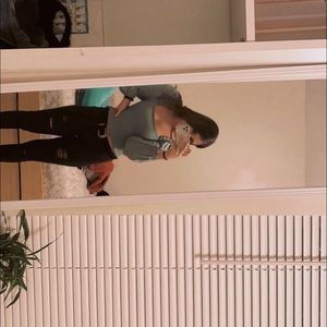 FOREVER 21 SAGE RUCHED LONG SLEEVE TOP